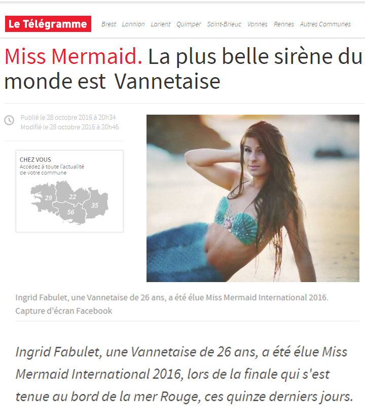 Le Telegramm - Miss Mermaid International 2016